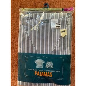 Cherokee Mens Pajama Set Blue White Striped Short Sleeve Shorts XXL New 2002 2XL